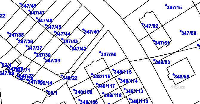 Parcela st. 347/24 v KÚ Jenišov, Katastrální mapa