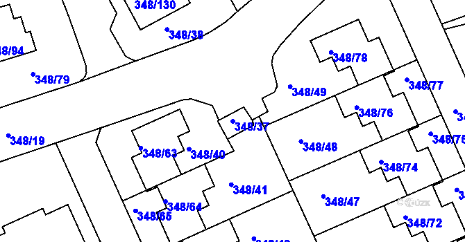 Parcela st. 348/37 v KÚ Jenišov, Katastrální mapa
