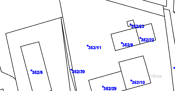Parcela st. 352/11 v KÚ Jenišov, Katastrální mapa
