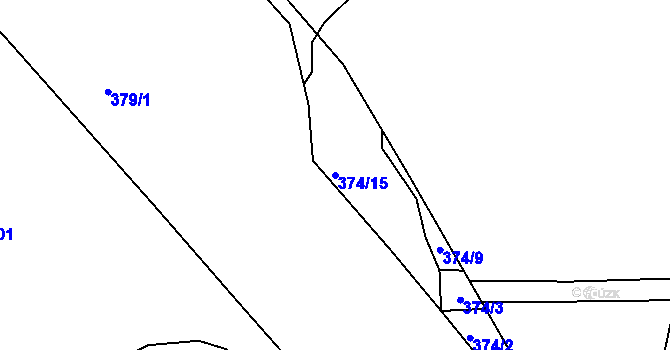 Parcela st. 374/15 v KÚ Jenišov, Katastrální mapa