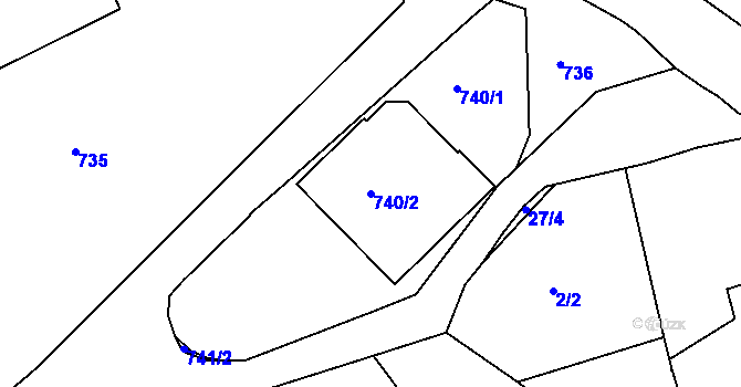 Parcela st. 740/2 v KÚ Jenišov, Katastrální mapa