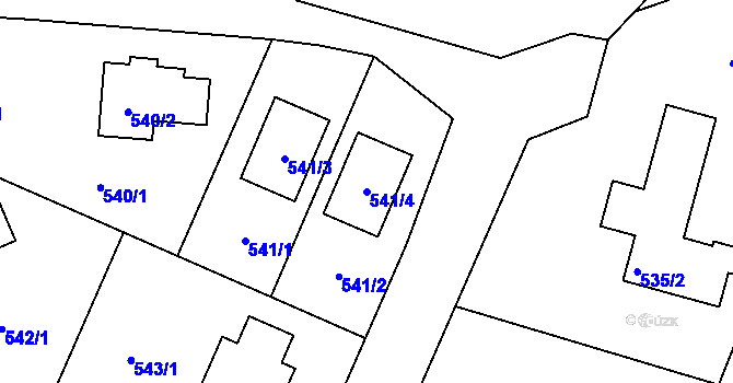 Parcela st. 541/4 v KÚ Jenišov, Katastrální mapa
