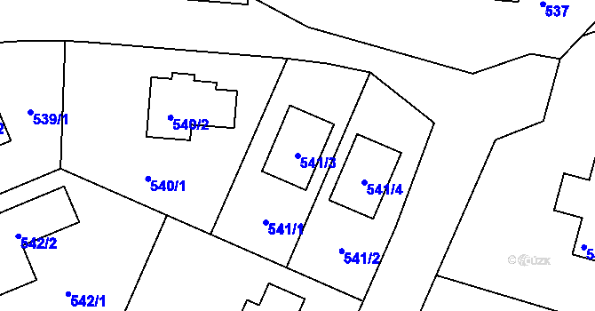 Parcela st. 541/3 v KÚ Jenišov, Katastrální mapa