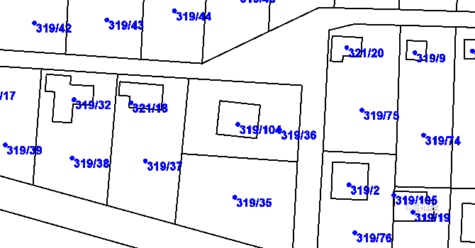 Parcela st. 319/104 v KÚ Jenišov, Katastrální mapa