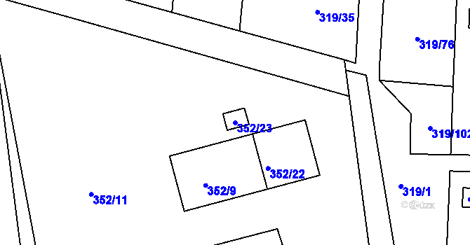 Parcela st. 352/23 v KÚ Jenišov, Katastrální mapa