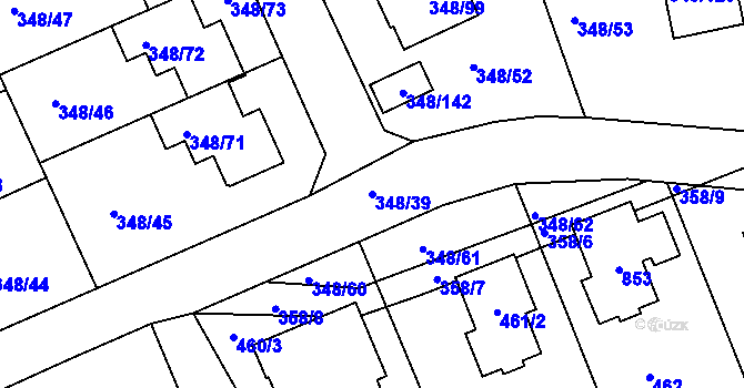 Parcela st. 348/39 v KÚ Jenišov, Katastrální mapa