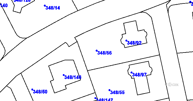Parcela st. 348/56 v KÚ Jenišov, Katastrální mapa