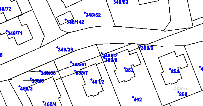 Parcela st. 348/62 v KÚ Jenišov, Katastrální mapa