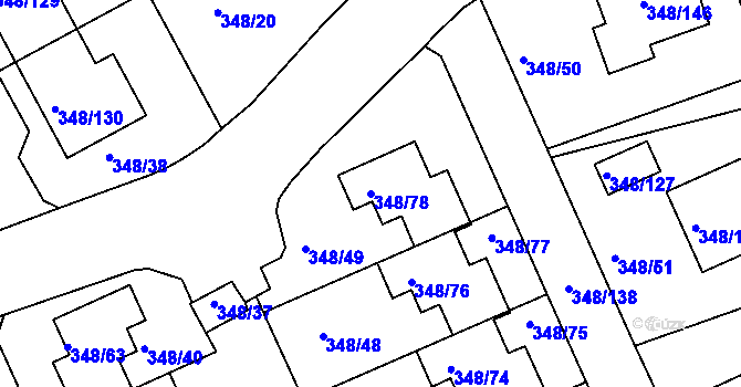 Parcela st. 348/78 v KÚ Jenišov, Katastrální mapa