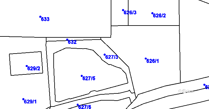 Parcela st. 627/3 v KÚ Jenišov, Katastrální mapa
