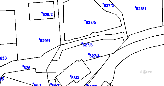 Parcela st. 627/6 v KÚ Jenišov, Katastrální mapa