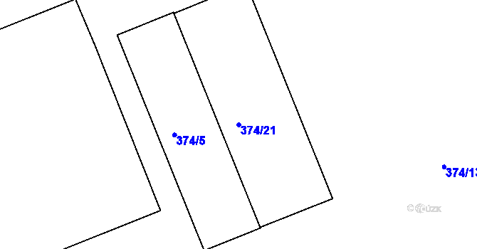 Parcela st. 374/21 v KÚ Jenišov, Katastrální mapa