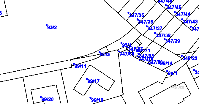 Parcela st. 93/3 v KÚ Jenišov, Katastrální mapa