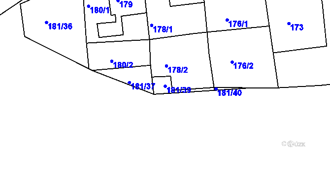 Parcela st. 181/39 v KÚ Jenišov, Katastrální mapa