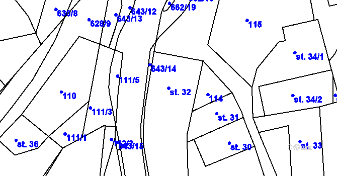 Parcela st. 32 v KÚ Jenišovice u Jablonce nad Nisou, Katastrální mapa