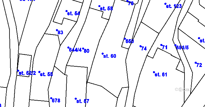 Parcela st. 60 v KÚ Jenišovice u Jablonce nad Nisou, Katastrální mapa