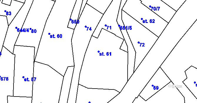 Parcela st. 61 v KÚ Jenišovice u Jablonce nad Nisou, Katastrální mapa