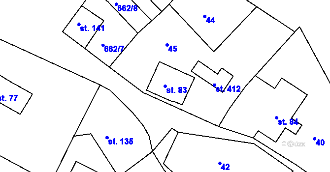 Parcela st. 83 v KÚ Jenišovice u Jablonce nad Nisou, Katastrální mapa