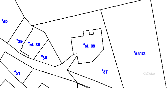 Parcela st. 89 v KÚ Jenišovice u Jablonce nad Nisou, Katastrální mapa
