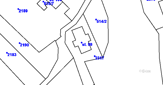 Parcela st. 99 v KÚ Jenišovice u Jablonce nad Nisou, Katastrální mapa