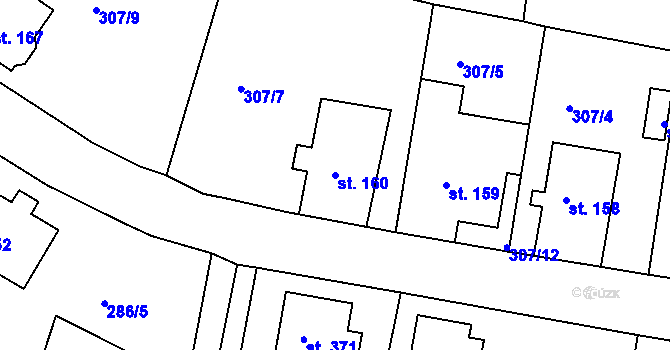 Parcela st. 160 v KÚ Jenišovice u Jablonce nad Nisou, Katastrální mapa
