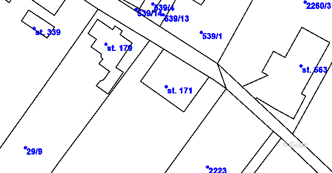 Parcela st. 171 v KÚ Jenišovice u Jablonce nad Nisou, Katastrální mapa