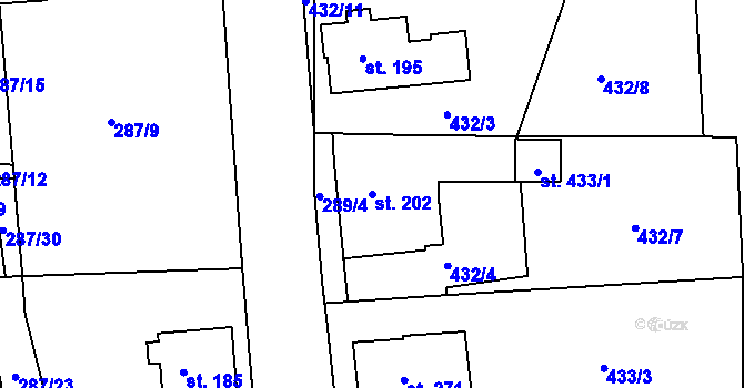 Parcela st. 202 v KÚ Jenišovice u Jablonce nad Nisou, Katastrální mapa