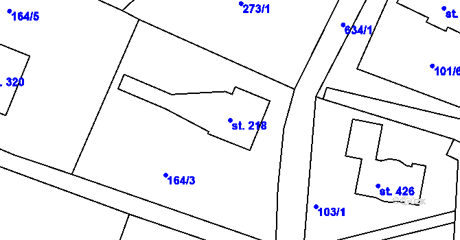 Parcela st. 218 v KÚ Jenišovice u Jablonce nad Nisou, Katastrální mapa