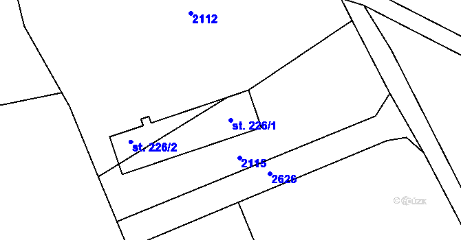 Parcela st. 226/1 v KÚ Jenišovice u Jablonce nad Nisou, Katastrální mapa