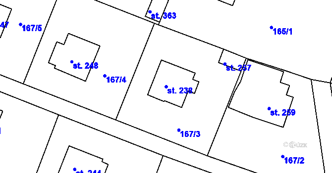 Parcela st. 238 v KÚ Jenišovice u Jablonce nad Nisou, Katastrální mapa