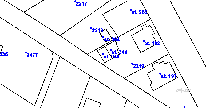 Parcela st. 340 v KÚ Jenišovice u Jablonce nad Nisou, Katastrální mapa