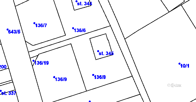 Parcela st. 345 v KÚ Jenišovice u Jablonce nad Nisou, Katastrální mapa