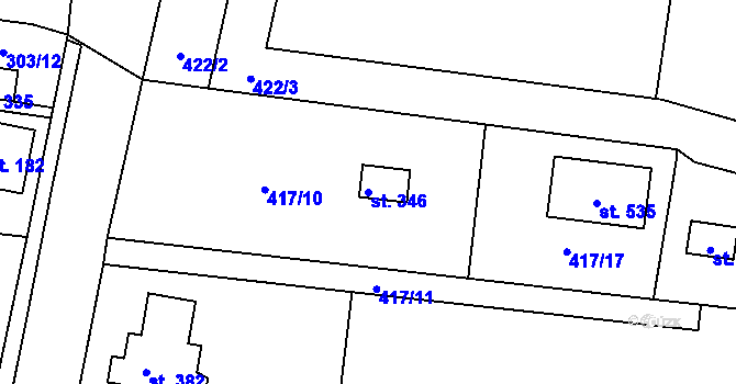 Parcela st. 346 v KÚ Jenišovice u Jablonce nad Nisou, Katastrální mapa