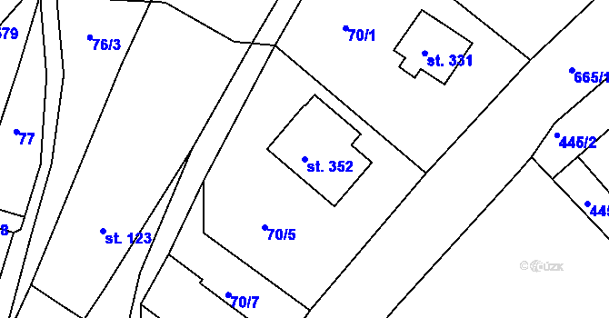 Parcela st. 352 v KÚ Jenišovice u Jablonce nad Nisou, Katastrální mapa