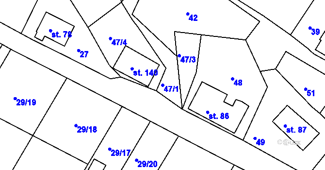 Parcela st. 47/1 v KÚ Jenišovice u Jablonce nad Nisou, Katastrální mapa