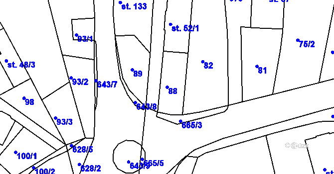 Parcela st. 88 v KÚ Jenišovice u Jablonce nad Nisou, Katastrální mapa