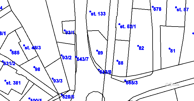 Parcela st. 89 v KÚ Jenišovice u Jablonce nad Nisou, Katastrální mapa