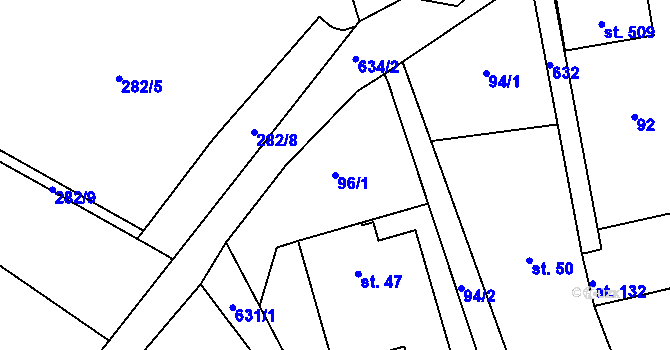 Parcela st. 96/1 v KÚ Jenišovice u Jablonce nad Nisou, Katastrální mapa