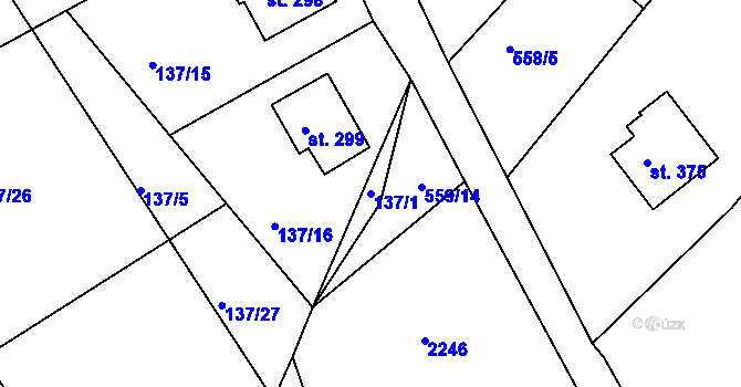 Parcela st. 137/1 v KÚ Jenišovice u Jablonce nad Nisou, Katastrální mapa