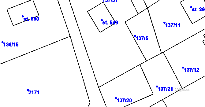 Parcela st. 137/3 v KÚ Jenišovice u Jablonce nad Nisou, Katastrální mapa