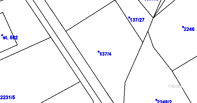 Parcela st. 137/4 v KÚ Jenišovice u Jablonce nad Nisou, Katastrální mapa
