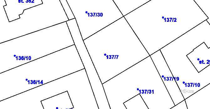 Parcela st. 137/7 v KÚ Jenišovice u Jablonce nad Nisou, Katastrální mapa