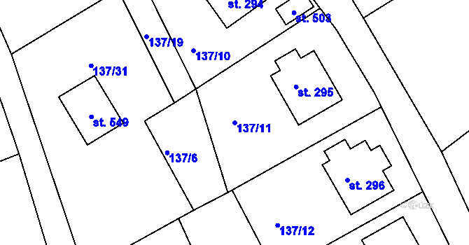 Parcela st. 137/11 v KÚ Jenišovice u Jablonce nad Nisou, Katastrální mapa