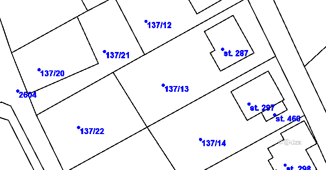 Parcela st. 137/13 v KÚ Jenišovice u Jablonce nad Nisou, Katastrální mapa