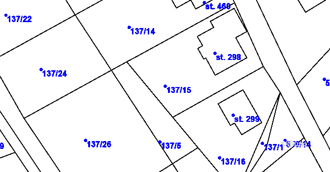Parcela st. 137/15 v KÚ Jenišovice u Jablonce nad Nisou, Katastrální mapa