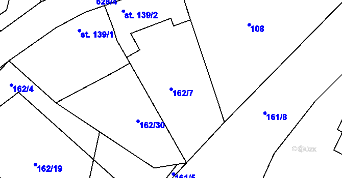 Parcela st. 162/7 v KÚ Jenišovice u Jablonce nad Nisou, Katastrální mapa