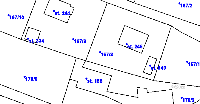 Parcela st. 167/8 v KÚ Jenišovice u Jablonce nad Nisou, Katastrální mapa
