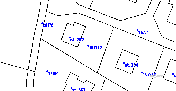 Parcela st. 167/12 v KÚ Jenišovice u Jablonce nad Nisou, Katastrální mapa