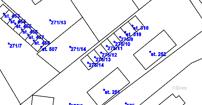 Parcela st. 275/12 v KÚ Jenišovice u Jablonce nad Nisou, Katastrální mapa