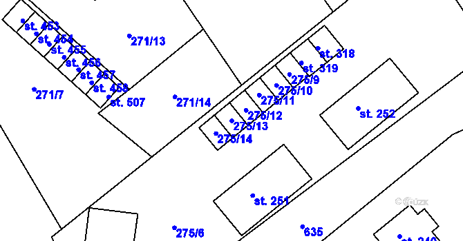 Parcela st. 275/13 v KÚ Jenišovice u Jablonce nad Nisou, Katastrální mapa